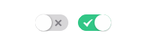 A screenshot of two toggle controls. One toggle control is in the the "off" position. The other is in the "on" position.