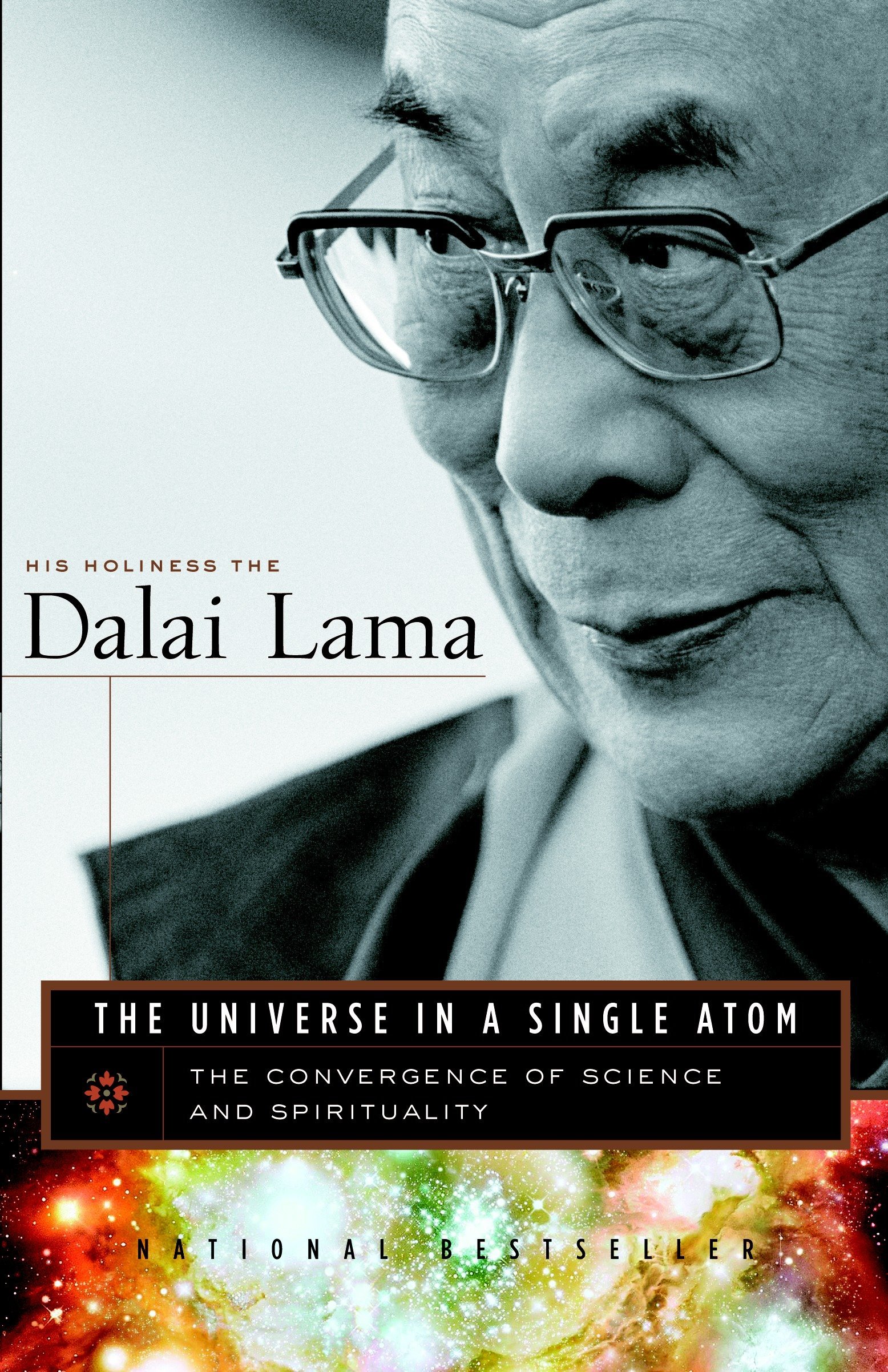 The book cover for The Universe in a Single Atom.