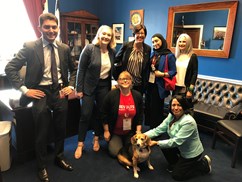 WVU RESULTS members meet with staffer Curt Bliamptis and Gip the dog in Congressman Alex Mooney's (R-WV-2) office in Washington, DC.